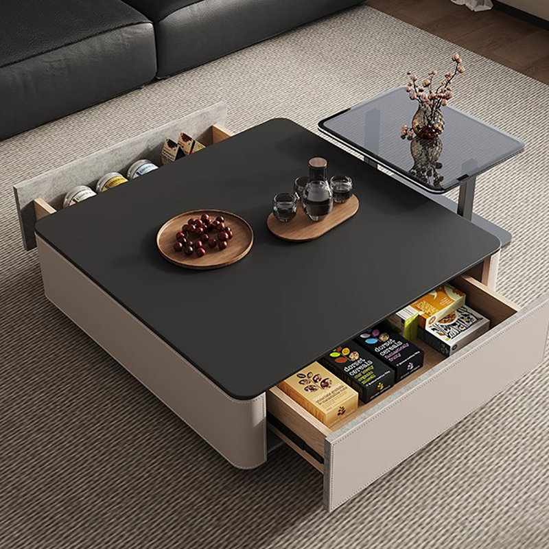 Luxurious square coffee table, 13.8" H x 27.6" L x 27.6" W