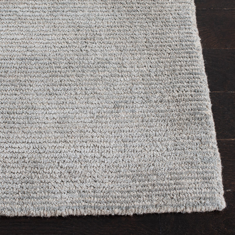 Cheevers Hand Tufted Viscose/Wool Pile Solid Color Rug in Gray, Square 6'