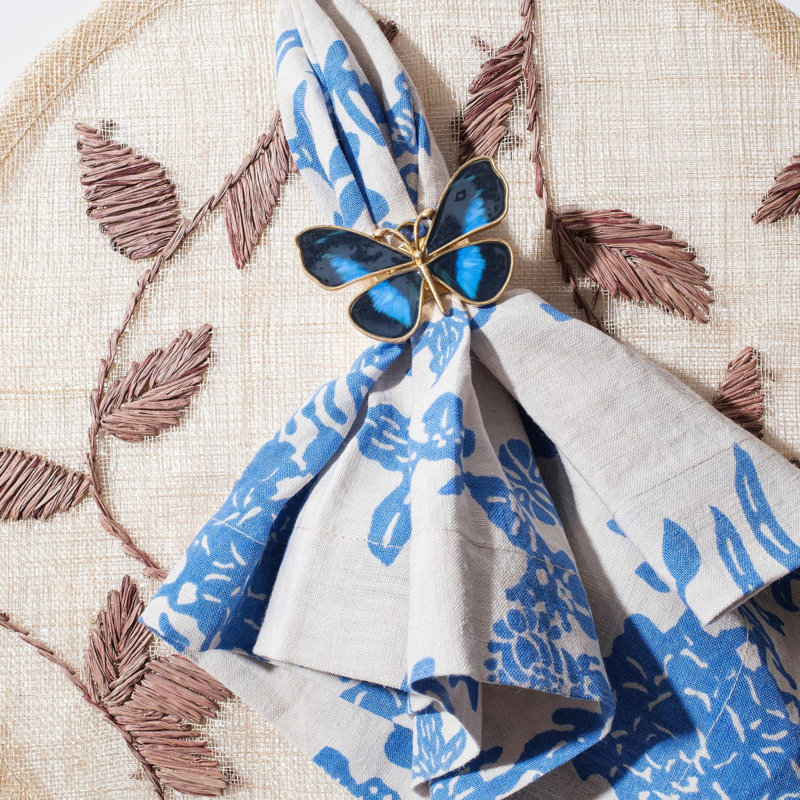 Linen Square Napkins, Blue