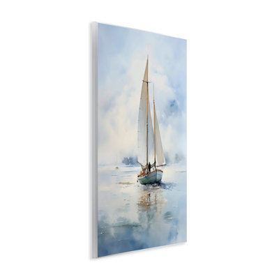Clouded Ocean Waves Sailboat Wall Plaque, design by LSR Design Studio