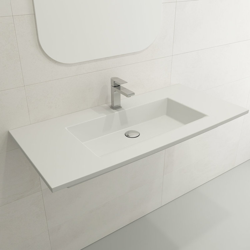 Ravenna Bathroom Sink, Matte White, 8" Widespread