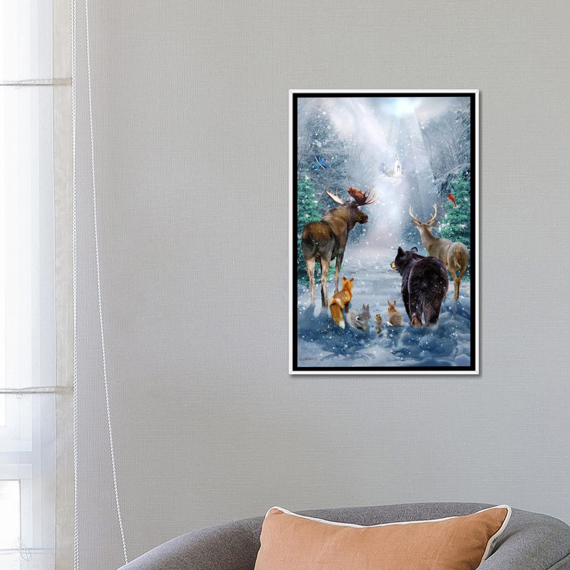 Woodland visiteurs_1PC6, Cadre flottant blanc, H 26 po x l 18 po