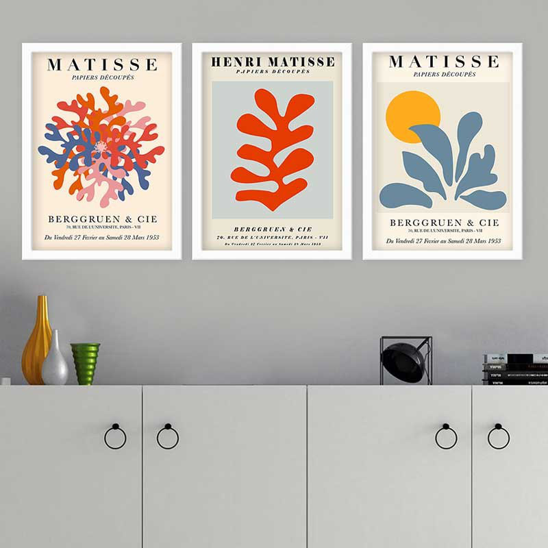 Ensemble de 3 peintures élégantes encadrées décoratives, 13,8 x 17,7 pouces chacune | 100% bois avec cadre 100% polystyrène (épaisseur: 0,8 pouce) | Impression numérique UV, parfaite pour le salon et la décoration intérieure