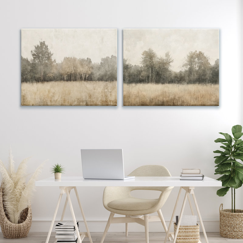 Ensemble de 2 toiles Woodland Watercolor Field, design par Mona Grace, H 24 po x l 30 po