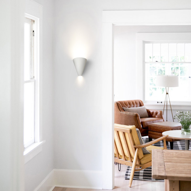 8.5"H Cone Gotlandia Up Down Light Wall Sconce Damp Rated for Indoor or Covered Outdoor Use, Bare Bisque, No