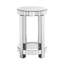 Table de bout ronde en cristal avec incrustations de miroir - 2 couches argentées pour chambre à coucher moderne, option décorative de salon avec pièce, rangement et décoration de chambre à coucher