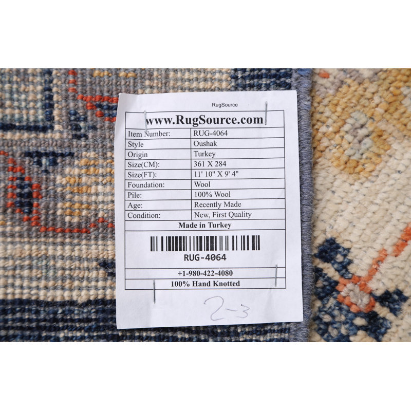 One-of-a-Kind 9'4" X 11'10" New Age Wool Area Rug in Beige