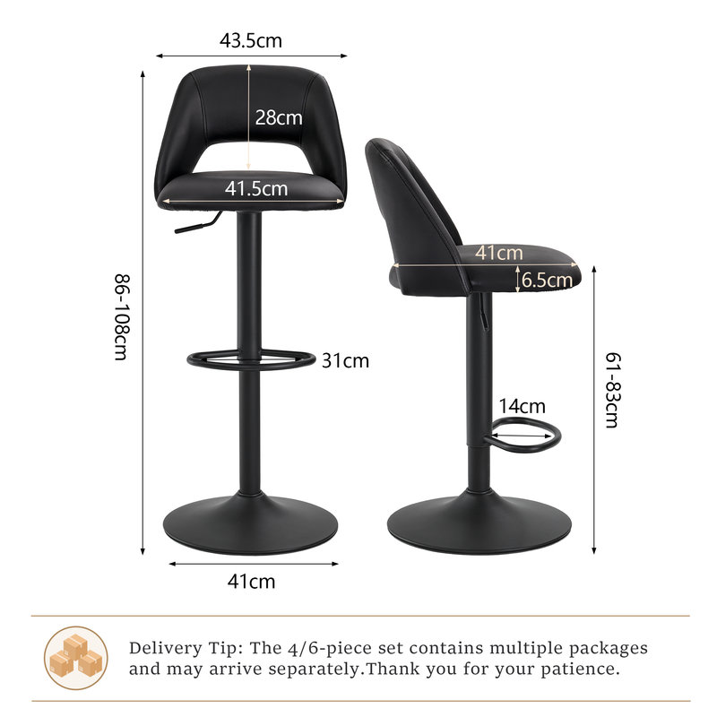 Swivel Upholstered Bar Stool, Black / Black