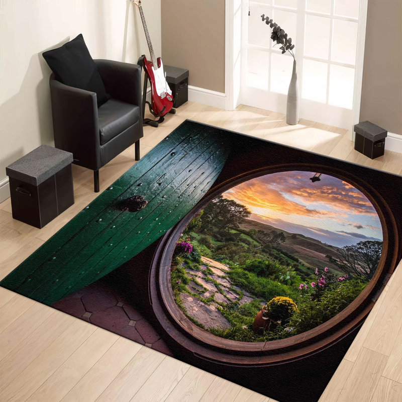 Abstract Geometric Design Printed Rug with Vibrant Colors Ideal for Living Room or Bedroom Decor Enhancing Modern Interiors