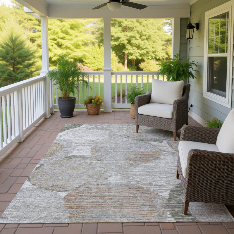 Machine Washable Indoor/Outdoor Chantille ACN2744 Geometric Rug, Taupe, 3' x 5'