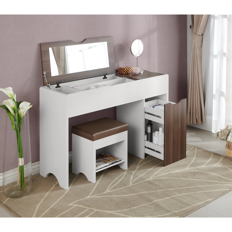 Ensemble coiffeuse Emme avec tabouret et miroir