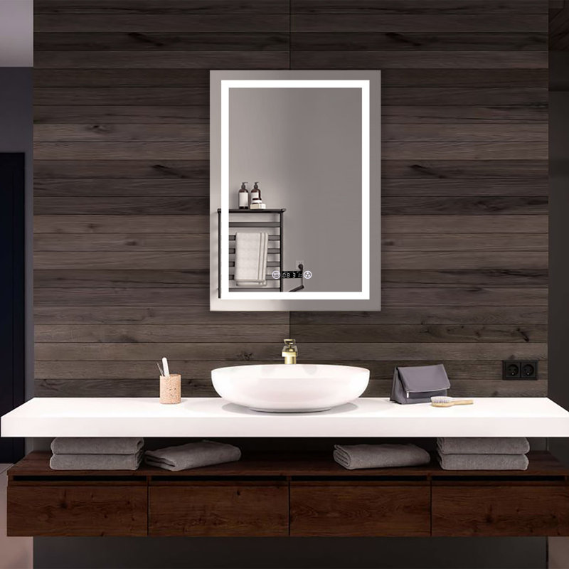 Miroir de salle de bain/ meuble-lavabo biseauté avec éclairage Laniel, 32 po x 24 po