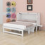 Armoire lit escamotable blanc avec station de charge et tablettes latérales, cadre de lit mural peu encombrant-1495700740-1495700743