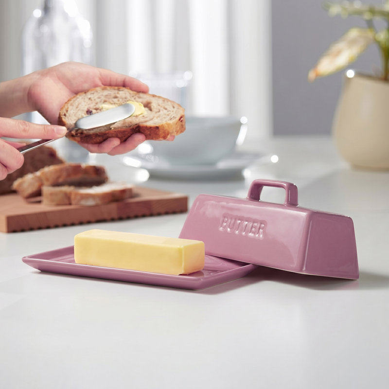 Ceramic Butter Dish, Pink