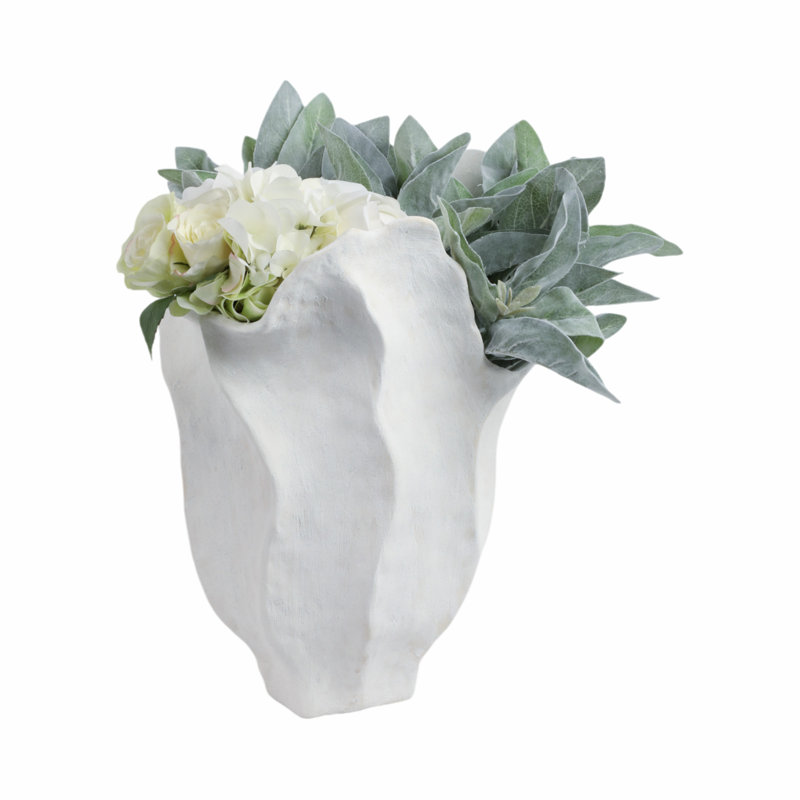 Sagebrook Home 16" Zaldana Large Porcelain Vase, Ivory, Ivory, 17" H x 14" W x 13" D