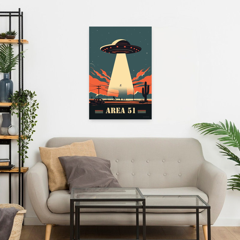 Area 51 UFO Abstract Contemporary Landscape Nature Wall Art Print, 60.96cm H x 40.64cm W