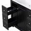 Meuble-lavabo contemporain noir - 36 po x 18 po x 34 po, 4 tiroirs et 1 porte d'armoire, rangement polyvalent, lavabo intégré en résine, tablettes réglables, structure en bois massif avec panneau de fibres à densité moyenne