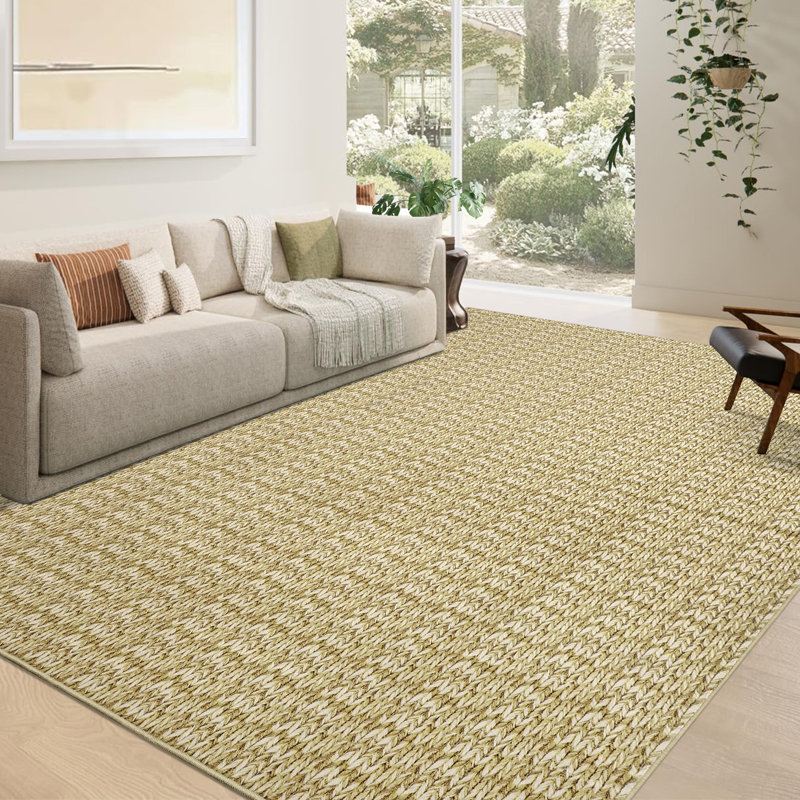 Braided Print Machine Washable Rug with Rubber Backing for Living Room Non-Slip Dining Room Rug Easy-Cleaning Floor Carpet for Bedroom