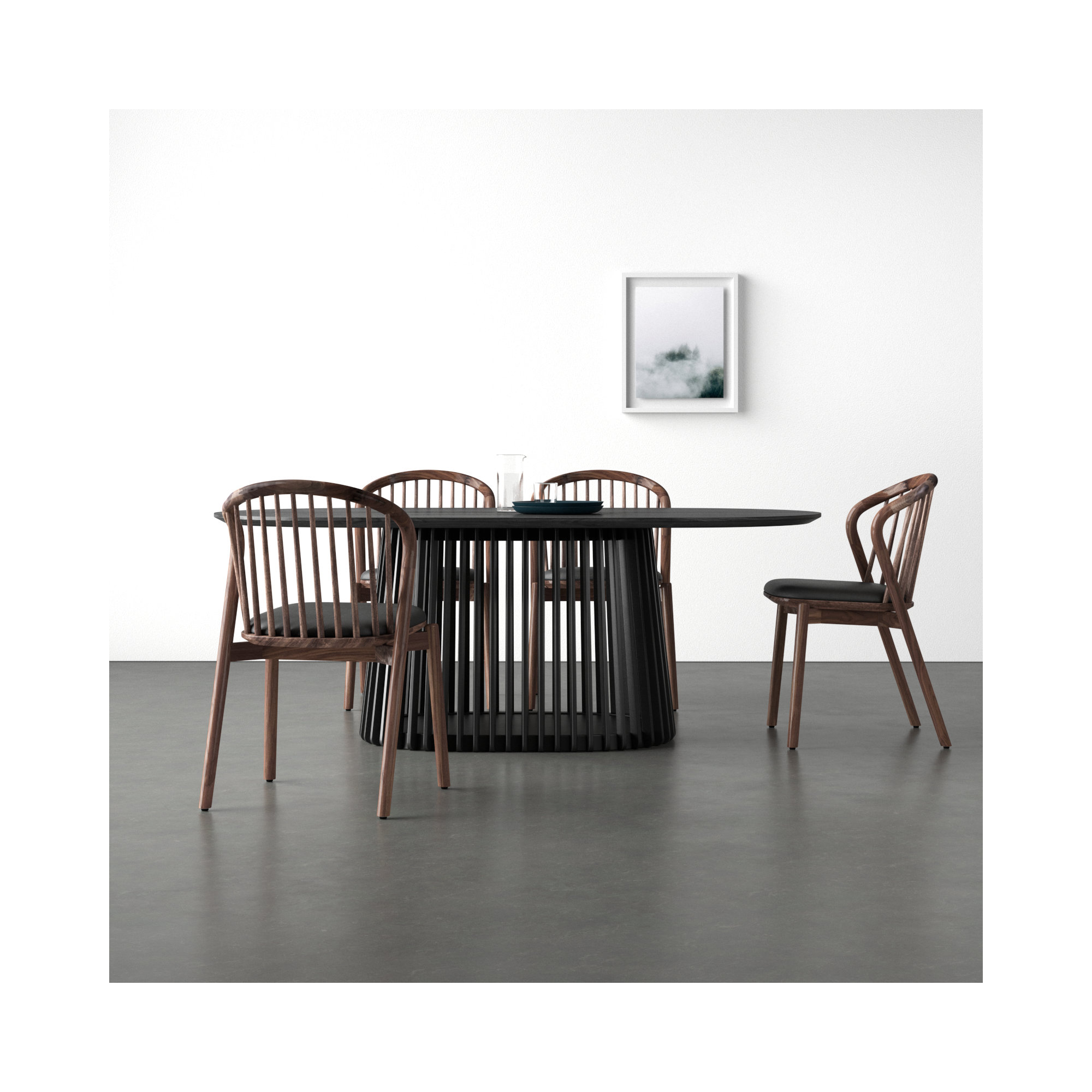 5 - Piece Extendable Dining Set, Black, Walnut
