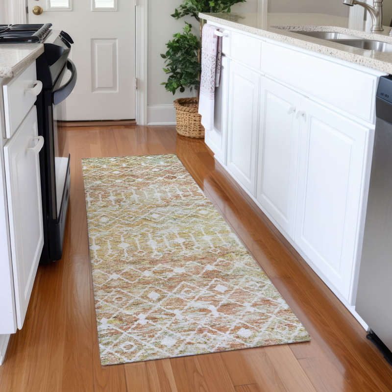 Tapis intérieur / extérieur orange Calandria, 2'3" x 7'6"