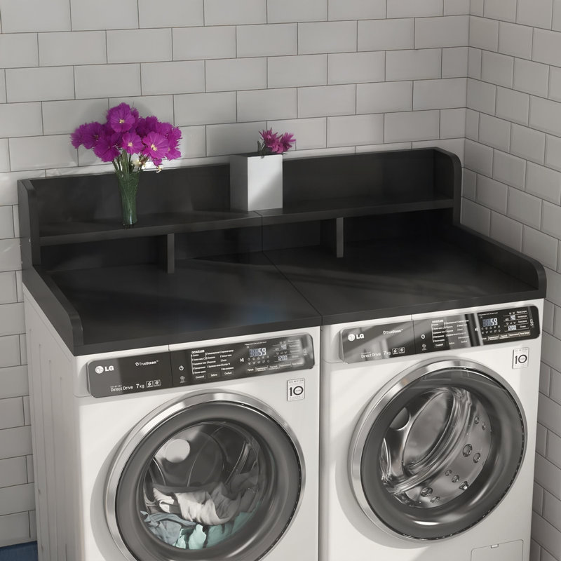 54" Washer Dryer Countertop with Storage, Black