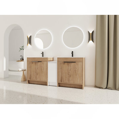 72 Inch Freestanding Bathroom Vanity with Ceramic Sink and Storage Cabinets, Soft Closing Door,Combination Cabinet