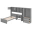 Lit plateforme simple en bois avec bureau intégré, armoire, armoires, tiroirs et tablettes, gris