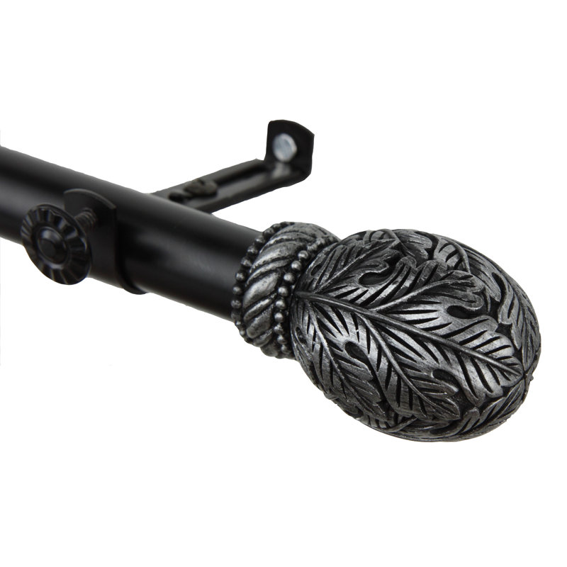 Tringle à rideaux simple ajustable 0,81 po Sarina, Noir, 28 po à 48 po (chaque côté)