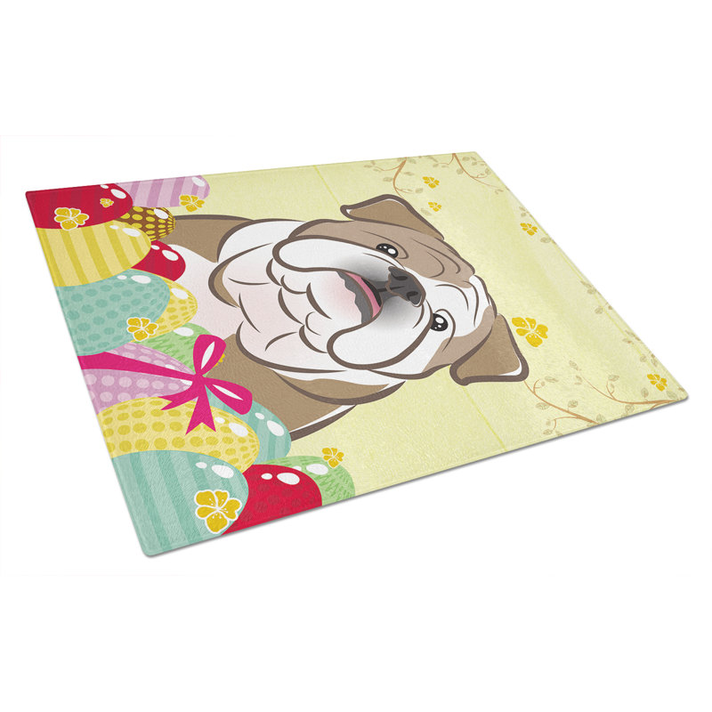 Planche à découper en verre trempé à caroline de pâques, Bouledogue anglais