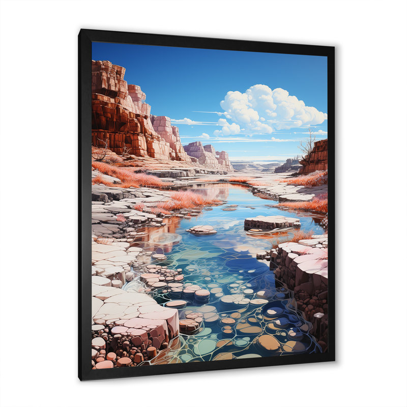 Paysage de Kawaii très sur toile, Cadre simple noir, H 32 po x l 24 po x P 1 po