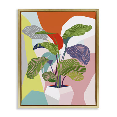 Midcentury Bold Plant Black Framed Floater Canvas Wall Art by Ioana Horvat