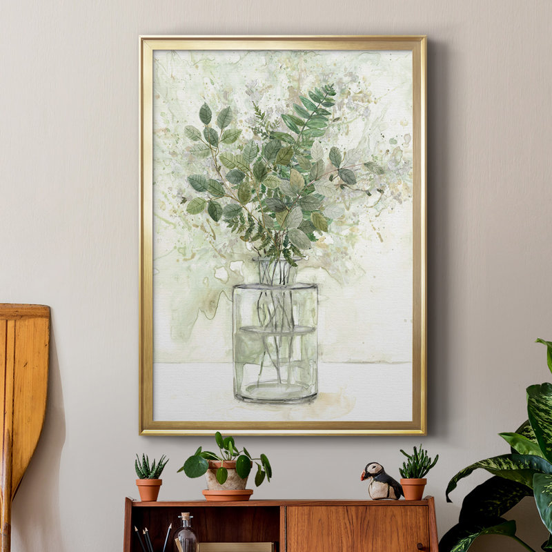 " Delicate Greenery I ", Gold, 36" H x 26.5" W x 1" D