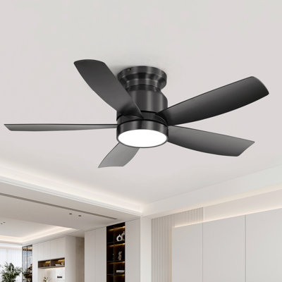 Ventilateurs de plafond encastrés de 42 pouces avec lumière DEL 22 W et 5 pales de ventilateur à télécommande pour le patio de la chambre à coucher