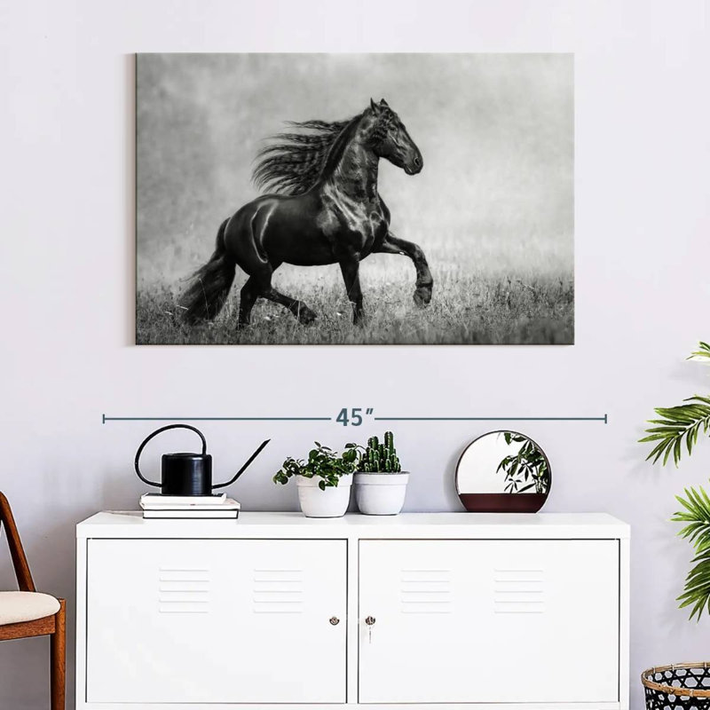 Black Friesian, 26" H x 39" W