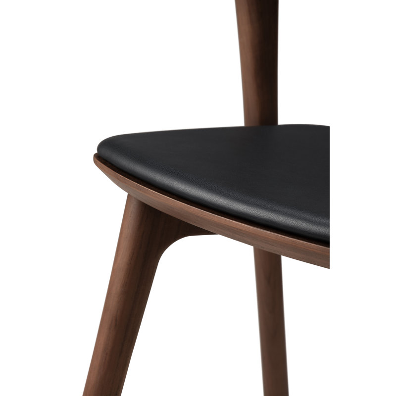 Bok Leather Dining Chair, Black Leather, Walnut