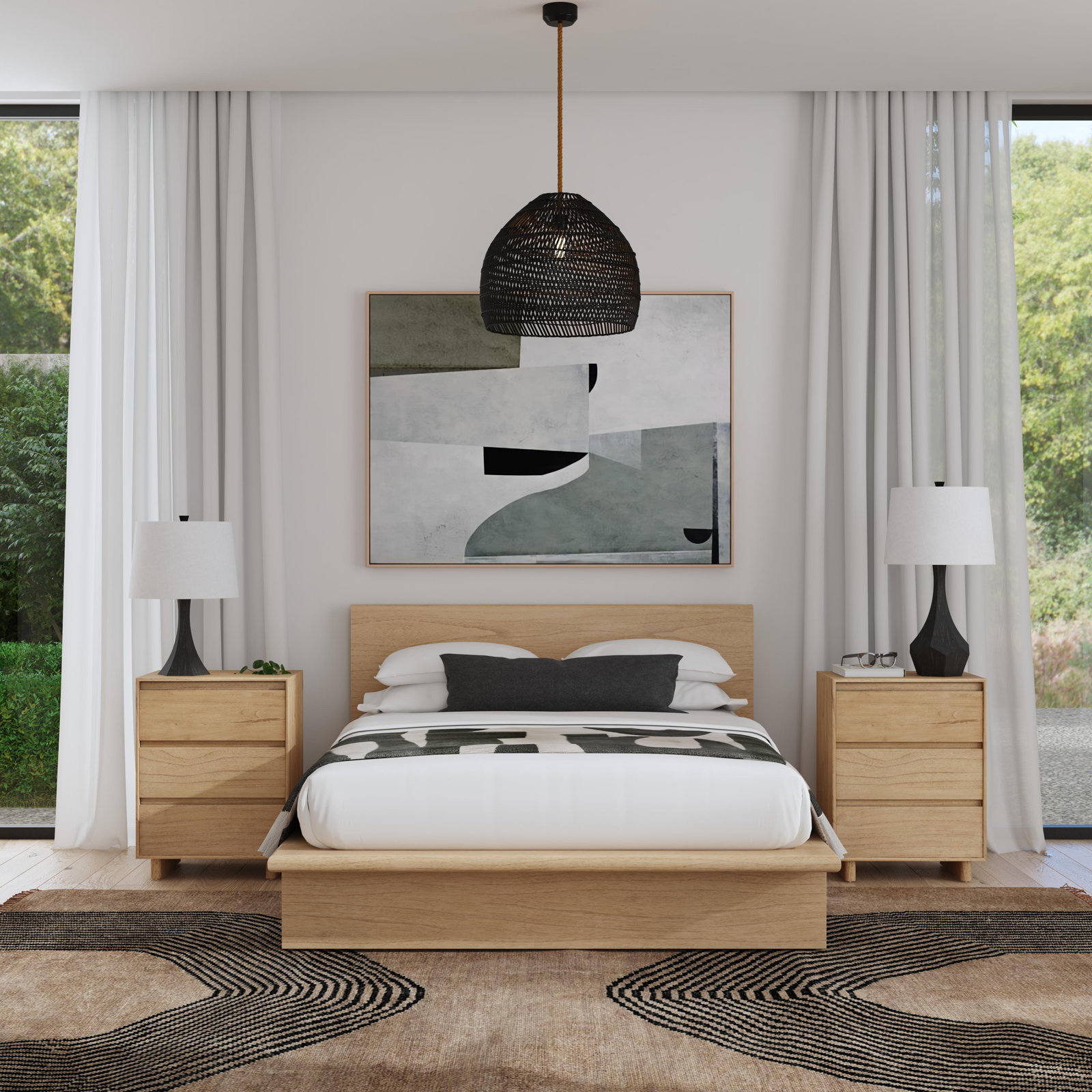 Soleil Platform Bed, Queen, Light Brown