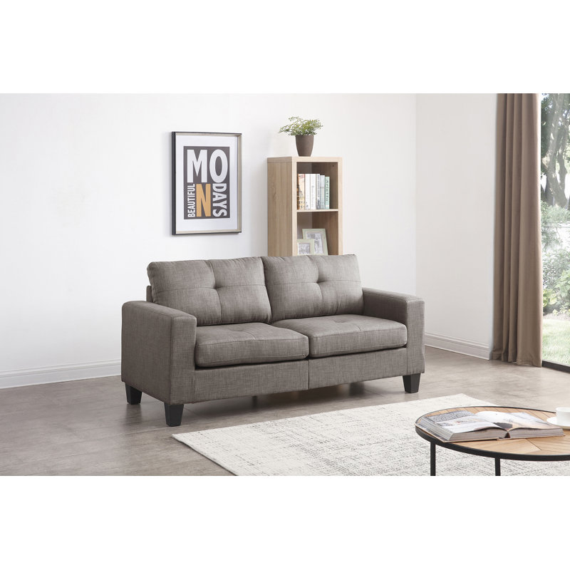 Vegas Square Arm Sofa, Gray Faux Leather