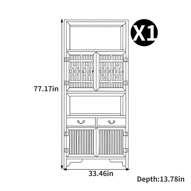 New Chinese style grid format bookcase
