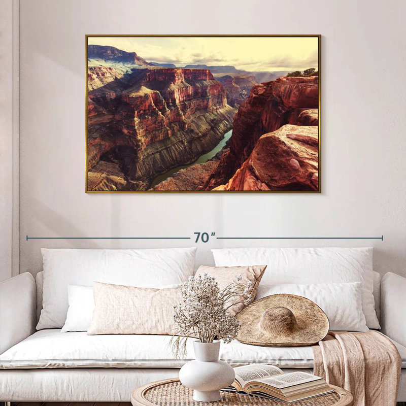 Superbe vue sur le Grand Canyon, 46 po x 31 po, Cadre flottant doré