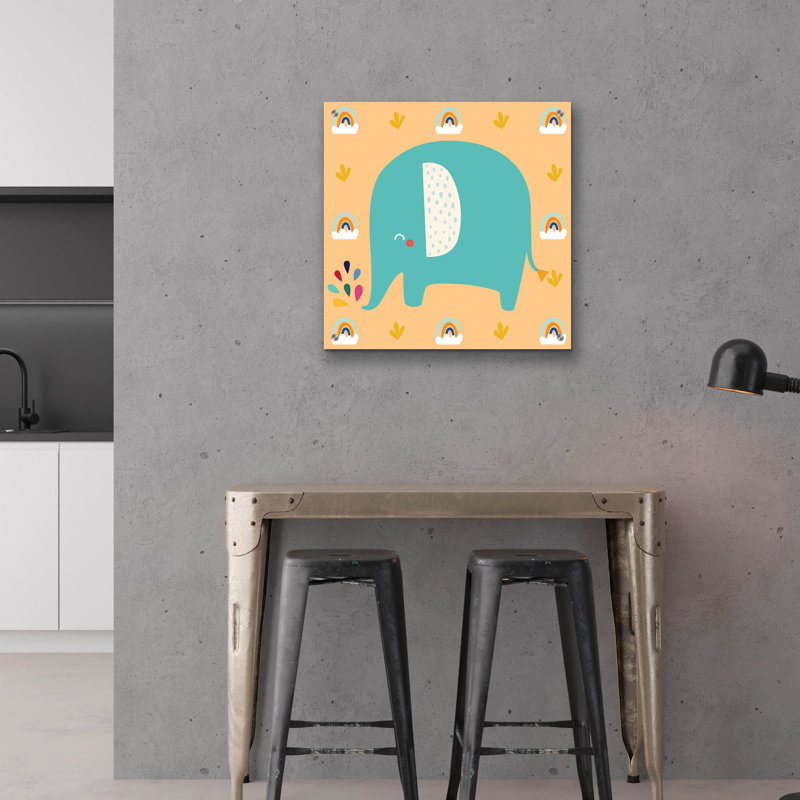 «Cute Elephant» par Epic Portfolio, art mural en verre acrylique, H 24 po x l 24 po x P 0,2 po