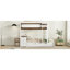 Lit simple superposé simple avec lit gigogne simple, rangement et bureau, blanc et noyer