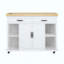 Îlot de cuisine avec table de salle à manger extensible, table de cuisine en placage de bois d'hévéa avec support de rangement interne, prise de courant, îlot de cuisine avec rangement 2 tiroirs et 2 armoires-1758081555