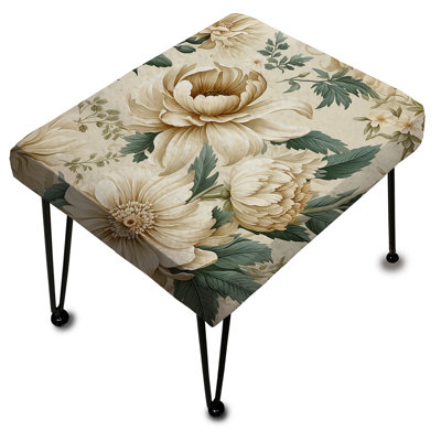 Repose-pieds beige antique antique avec motif floral