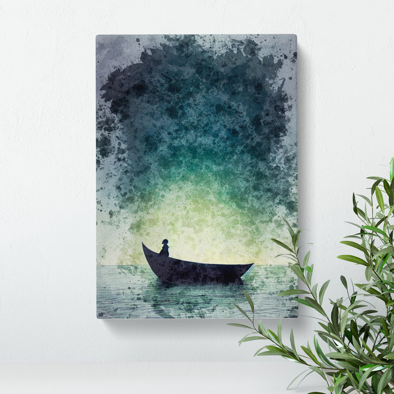 XV1022-491X Alone In A Boat - Print, Wrapped Canvas, 76cm H x 50cm W, No Matte