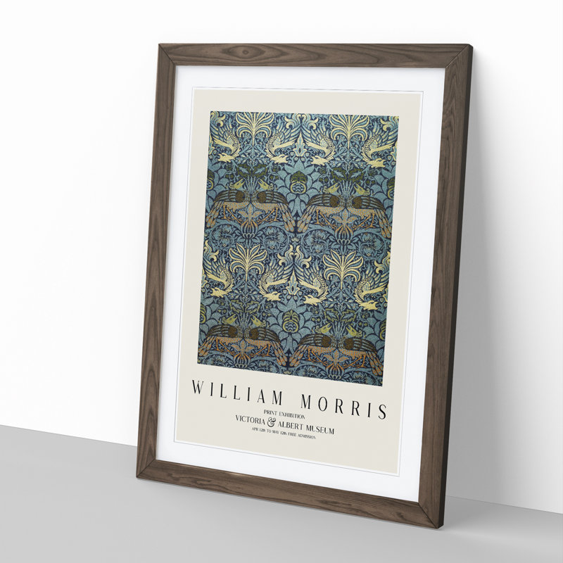 Peacock and Dragon by William Morris - Picture Frame Painting, 36cm H x 27cm W x 2cm D, Walnut