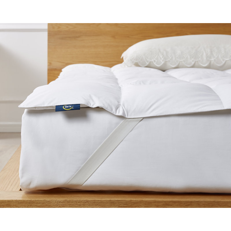 Serta Luxurious Queen White Goose Feather & Down Fiber Featherbed