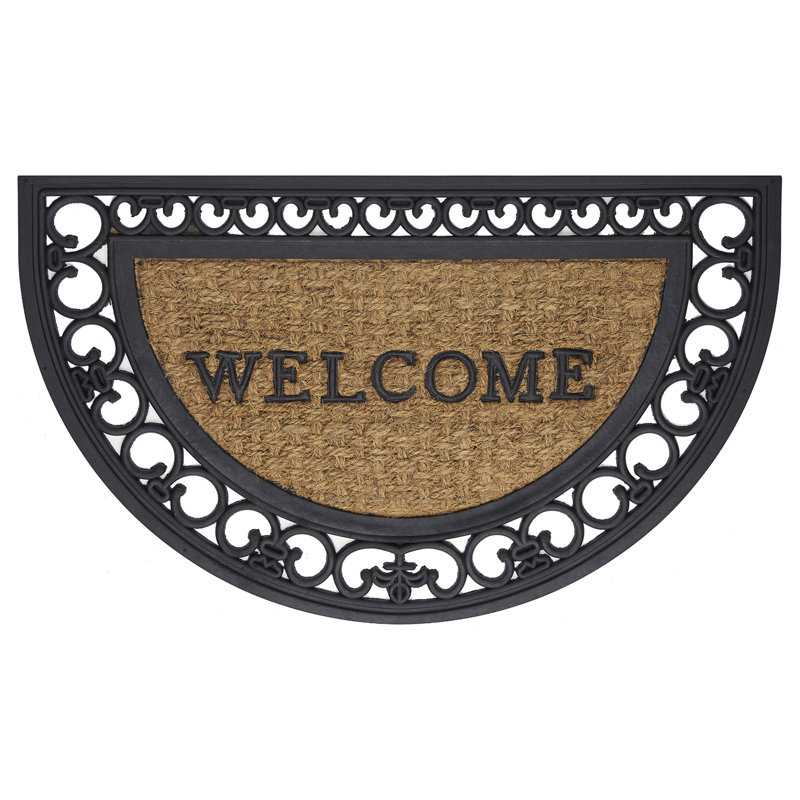 Brown and Black Semicircle Rubber Outdoor Welcome Mat