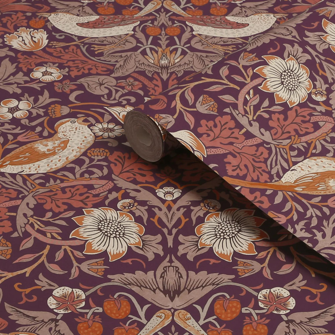 William Morris At Home Strawberry Thief Floral Wallpaper