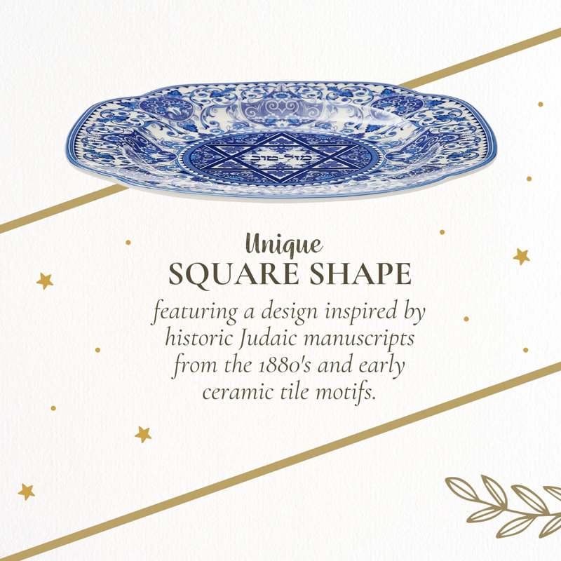 Spode – Judaica – Spode Judaica Mazal Tov Plate – Blue/White