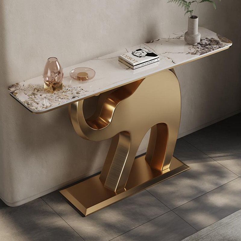 Console en acier inoxydable de style français, H 33,4 po x l 59 po x P 13,7 po